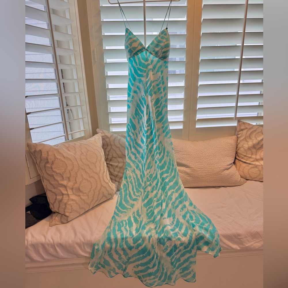 Flowy Aqua Guess Spaghetti Strap Summer Dress